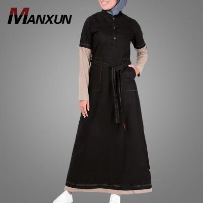 China Elegant Islamic Clothing Sport Style Long Sleeve Islamic Clothing Hotsale Plus Size Middle East Arab Clothing Color Block Maxi Dress Muslim Jubah Abaya for sale