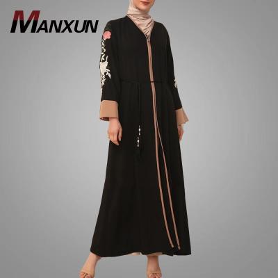 China Hotsale New Long Sleeve Abaya In Dubai Style Open Front Robe Muslim Kimono Abaya Modest Embroidered Long Sleeve Turkish Robe Moroccan Elegant Robe Clothing for sale