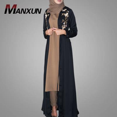 China Hotsale Burqa Long Sleeve Dubai Abaya Pakistani Designs Latest Fashion Cardigan Embroidered Open Abaya Black Long Kimono Muslim Islamic Clothing For Ladies for sale