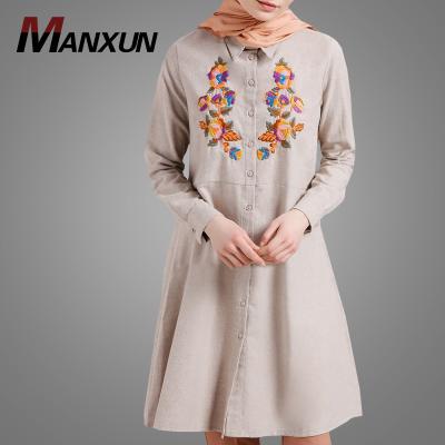 China Islamic Clothing Online Long Sleeve Tunic Style Embroidery Hotsale Islamic Clothing Women Blouse Muslim Ladies Formal Dress Beautiful Online for sale