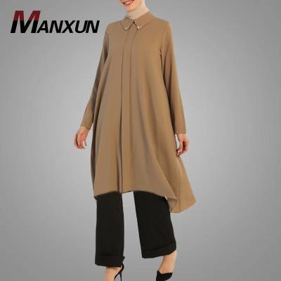 China Hotsale Muslim Blouse Ladies Long Sleeve High Quality Middle East Arabic Islamic Clothing Simple Style Online Plus Size Clothing Casual Islamic Tunic for sale