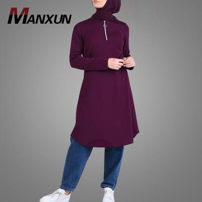 China Factory Price Women's Muslim Blouse Women's Clothing Elegant Muslim Tunic Front Zipper Islamic Women Clothing Wholesale Online Hotsale Islamic Long Sleeve for sale