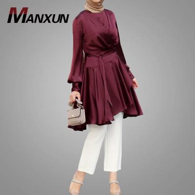 China New Fashion Women Blouse Long Sleeve High Quality Soft Muslim Islamic Clothing Elegant Blouse Well Made Africa Clothing Abaya Tunic for sale