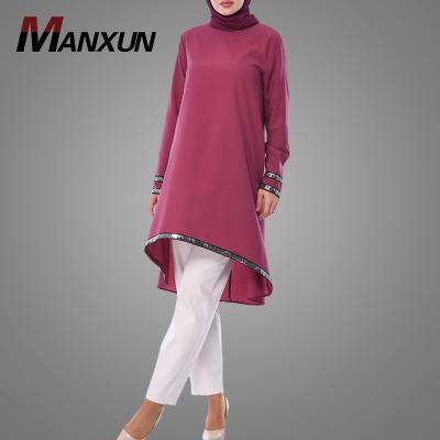 China Islamic Clothing Ladies Plus Size Malaysia Blouse Soft Sleeve Elegant Soft Long Sleeve Tunic Hot Selling Muslim Clothing Online Malaysia for sale