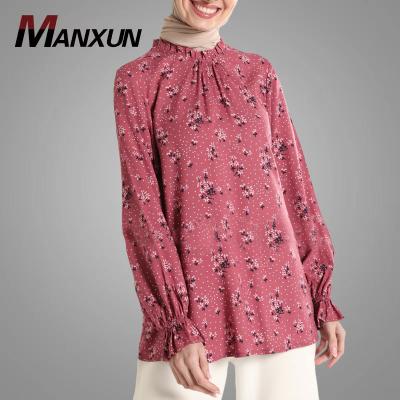 China Saudi Arabian Dubai Clothing Long Sleeve Traditional Muslim Tops Casual Clothing Islamic Muslimah Women High Quality Printed Blouse Women Online for sale