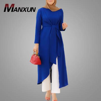 China Elegant Turkish Dubai Abaya Top Dress Ladies Sheath Long Irregular Saudi Abaya Muslim Dress Women Blouse Muslimah Clothing for sale