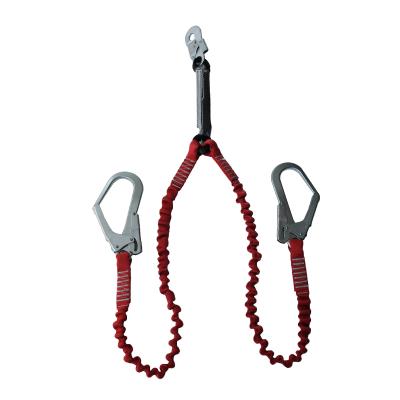 China Fall Protection Equipment Double Impact Hook Buffer Rope Lanyard Aerial Work Climbing Fall Prevention Lanyard for sale