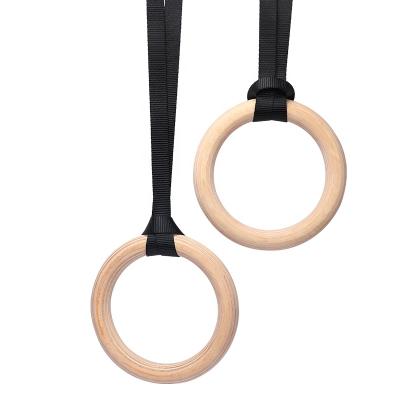 China 2021 New Bodybuilding Gymnastic Rings Fitness Equipment Wooden Gymnastic Rings Wood With High Strength For Yoga Studio for sale