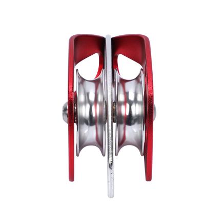 China Premium Quality CE Standard Rock Climbing Aluminum Double Pulley For Rock Climbing With Durable For Outdoor Climbing for sale