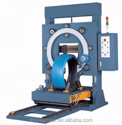 China CLOTHING Ring Razor Barbed Wire Coil Bottom Wrapping Machine, Vertical Steel Wire Coil Wrapping Machine for sale