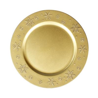 China New Eco - Friendly Gold Wedding Disposable Charger Plates Plastic Christmas Decorations for sale