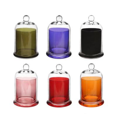 China Wholesale Custom Luxury Wax Scented Candle Holder Multiple Color Glass Jar With Lid For Wedding for sale