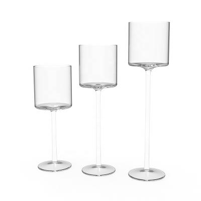 China Weddings Wholesale Tall Crystal Glass Home Decor Long Rod Wedding Candle Holders for sale