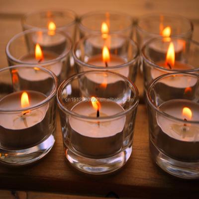 China Fashionable Round Glass Tealight Candle Jar For Weddings Candle Holder for sale