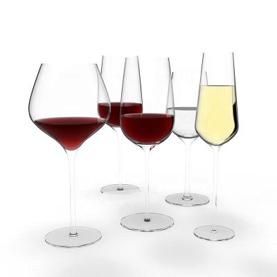 China Crystal Handmade Clear Stemware Stocked Lead Free Red Wine Glasses for sale