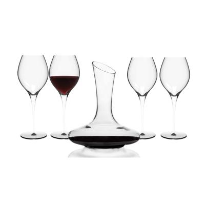 China ALiiSAR Stocked Hot Selling Exquisite Wine Decanter with 4 Hand Blown Lead Free Crystal Wine Glasses for sale