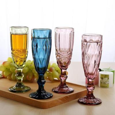 China New hit classical/postmodern Amazon diamond champagne flute glass goblet glass stemless colored stemless wine glassware for sale