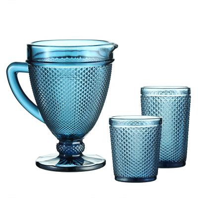 China Amazon 2021 Fancy Colored Machine Made Glass Water Jug Eco-friendly Tall With Handle for sale