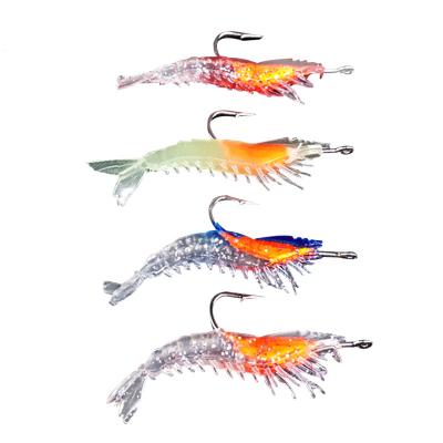 China Pvc Jetshark 6cm 3G 4 Colors Hook Bionic Shrimp Has Nightlight Lead Shrimp Shape Fishing Lure for sale