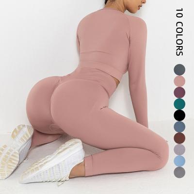 China Ladies Gym Wear Breathable Custom Sweatshirt And Leggings Women Wholesale Yoga Sets for sale