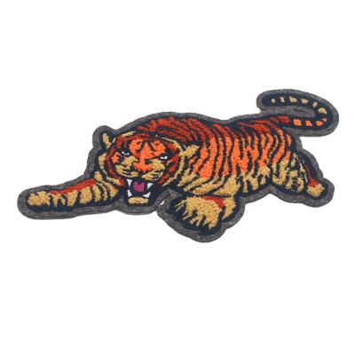 China best quality 3D personalized custom made as vivid as life tiger iron on embroidery patches label for sale