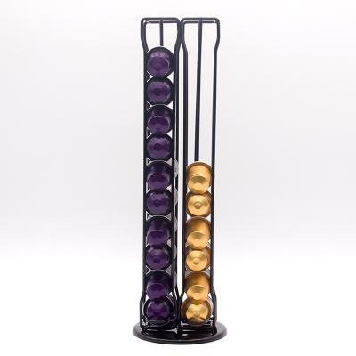 China 40 Black Stocked For Nespresso Rotating Iron Metal Coffee Capsules Rack For Rack Display Stand Storage for sale