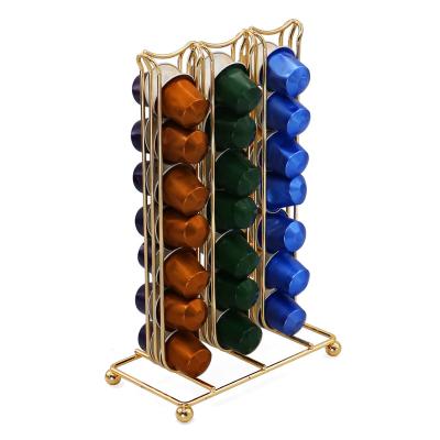 China 42 Sustainable Gold Stable Non-rotating Gold Coffee Capsule Storage Holders For Nespresso for sale