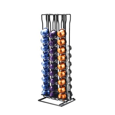 China Black Metal Stocked Iron 60 For Nespresso Coffee Capsules Holder For Rack Display Stand Storage for sale