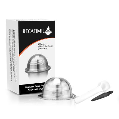 China Vertuo Stainless Steel Viable Refillable Pods Compatible with Nespresso Vertuoline GCA1 and Delonghi ENV135 for sale