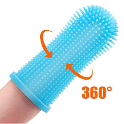 China Sustainable Teeth Oral Care Cat Blue Bulk Gentle Grooming Logo Soft Silicone Pet Molar Small Indestructible 360 Toy Dog Finger Toothbrush for sale