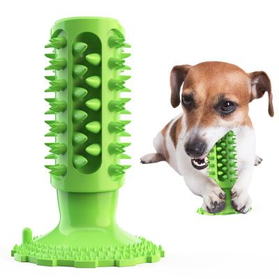 China Sustainable Natural Rubber Durable Dog Chew Toys Toothbrush Indestructible Dental Care Doggy Brushing Stick for sale