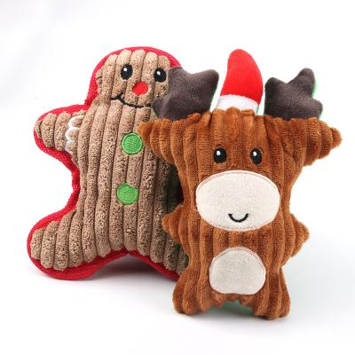 China 2021 Viable Hot Selling Christmas Chewing Dog Interactive Custom Set Recyclable Novelty Corduroy Pet Accessories Squeaky Plush Toy for sale