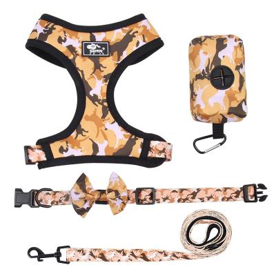 China OEM No Pull Tactical Adjustable Reversible Soft Vest Designer Soft Dog Harness Vest Harness Chien Leash Collar Set Custom Small for sale