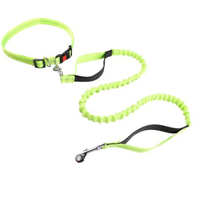 China Custom Free Size Dog Retractable Nylon Hands Free Leash With Double Bungees To Increase Jogging Running for sale