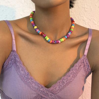 China New Simple Color Resin TRENDY Necklace Bohemian Soft Temperament Fashion Clavicle Chain Necklace Jewelry for sale