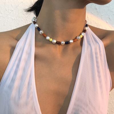 China Handmade Necklace FASHIONABLE Bohemian Colorful Rainbow Beaded Choker Chain Necklace for sale