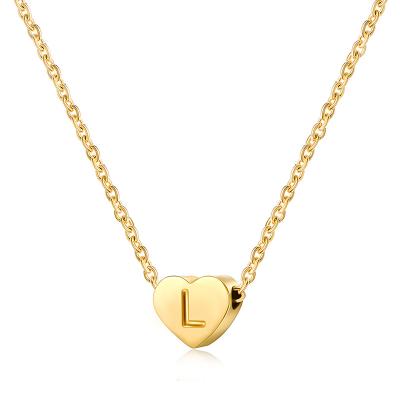 China FASHIONABLE Hot Selling Titanium Steel Jewelry A-Z Letters Stainless Steel Love Letter Necklace Women Heart Clavicle Necklace for sale