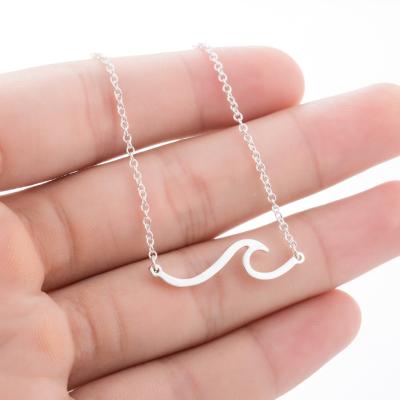 China 2021 TRENDY Wave Necklace Simple Spray Stainless Steel Necklace Gold Silver and Rose Gold Jewelry for sale