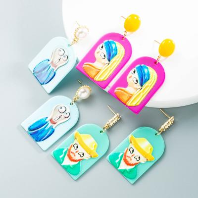 China Hot Sale TRENDY Colorful Acrylic Earring Cute Romantic Drop Resin For Girl Fashion Earrings Jewelry for sale