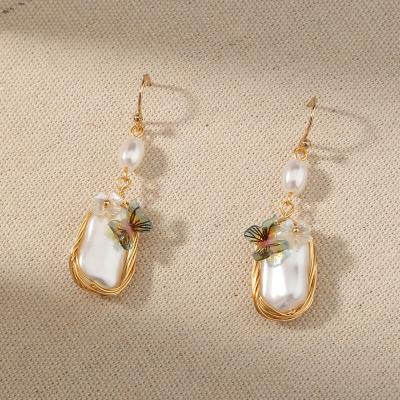 China Fashion TRENDY Natural Freshwater Pearl Baroque Earrings For Women Dangle Earrings Luxury Handmade Jewelry for sale