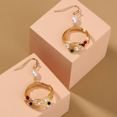 China Fashion Retro Trend Pure Handmade Imitation Pearl Earrings Jewelry Natural Stone Jewelry Female Female for sale