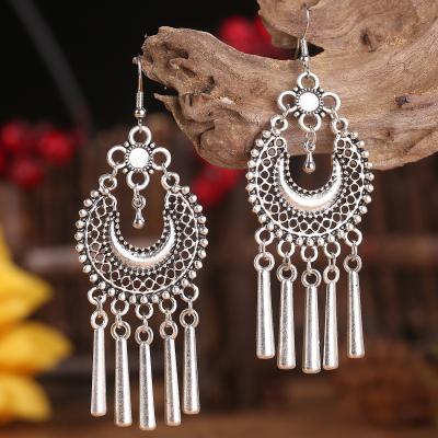 China Retro Alloy TRENDY Bohemian Tassel Earrings National Style Drop Earrings Jewelry for sale