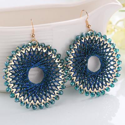 China Christmas TRENDY Hand Wound Earrings Silk Crystal Earrings Shiny Party Bohemian Personalized Drop Earrings for sale