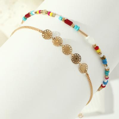 China CUTE POPULAR COLORFUL METAL Geometric Hollow PEARL BRACELET Bangle Set For Women for sale