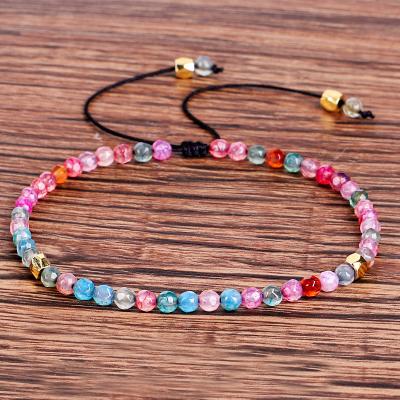 China New cute hot sale hand beaded bracelet bead bracelet 3mm faceted stone colorful stone bracelet for sale