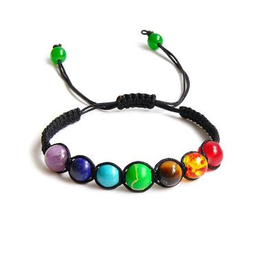 China Wholesale Cute Yoga Black Volcanic Stone Healing Balance Beads Bracelets Natural Lava Diffuser 7 Chakra Bracelet for sale