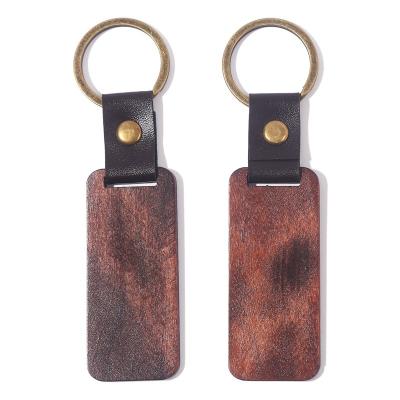 China Monogram Walnut Daily Life Key Chain Words Jewelry Acrylic Digital Genuine Leather Gift Wooden Pendant Printing Copper 1pair/opp bag 1 color for sale