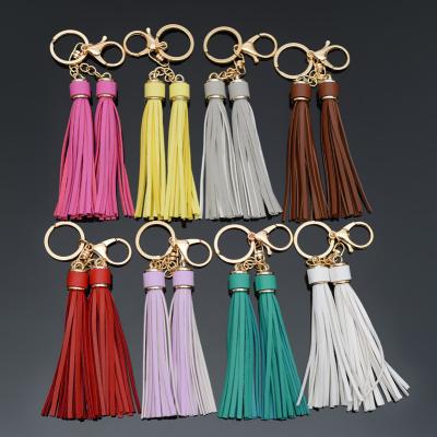 China Personalized Daily Life Monogram Tassel Key Chain Car Key Chain Tassel Pendant Long PU Leather Pendant for sale