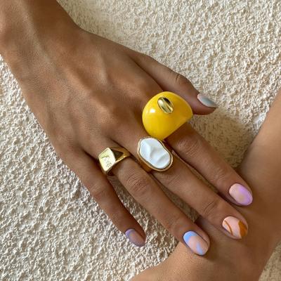 China FASHIONABLE Geometric 3pcs/lot Resin Acrylic Rings Set Girls Irregular Pattern Colorful Transparent Rings For Men And Women for sale