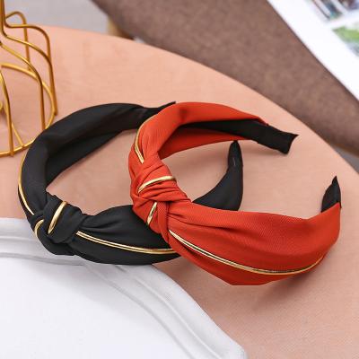 China New Fashion Wholesale Women Daily Life Wide Cross Knotted Solid Color Hair Circle Headband Headband Hair Accessories for sale